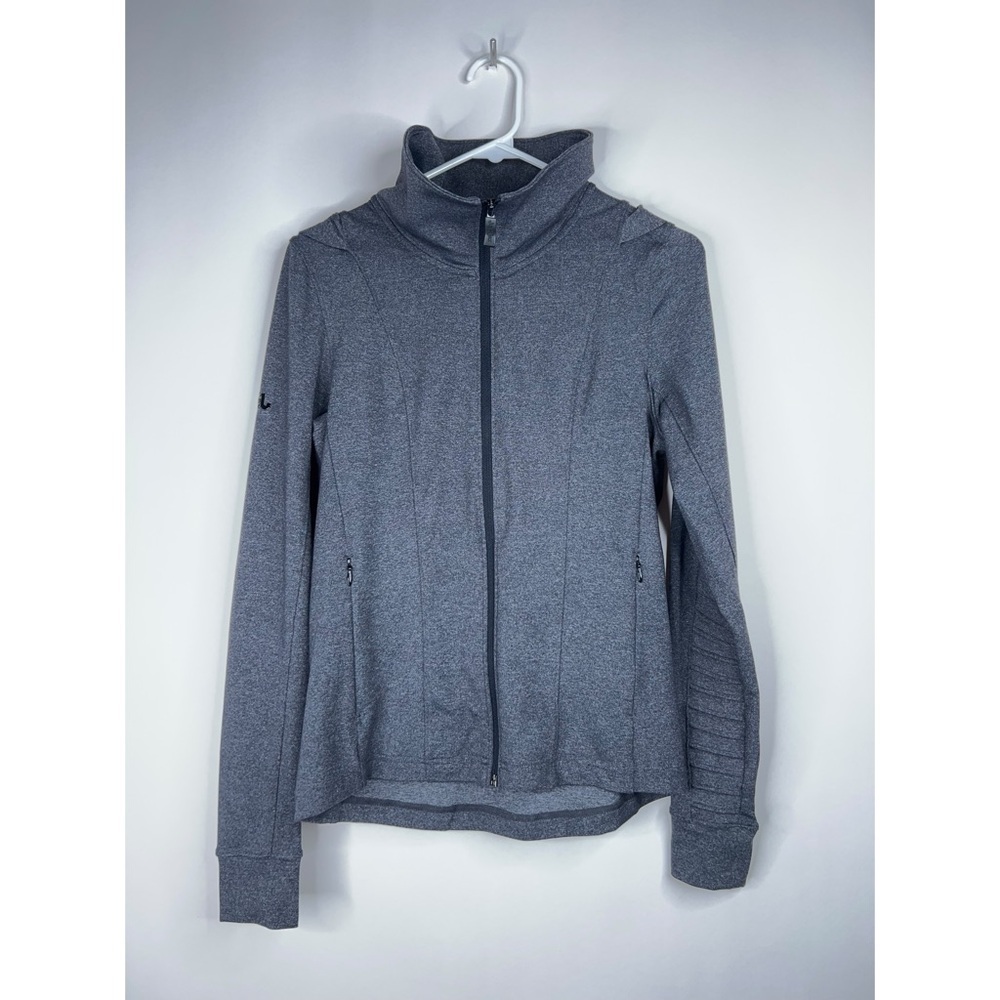 Jo & Jax Gray Zip Up Jacket Hooded Drawstring Dance Athleisure Pockets XS Adult